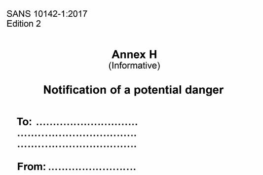 Annexure H Electrical Notification of Danger