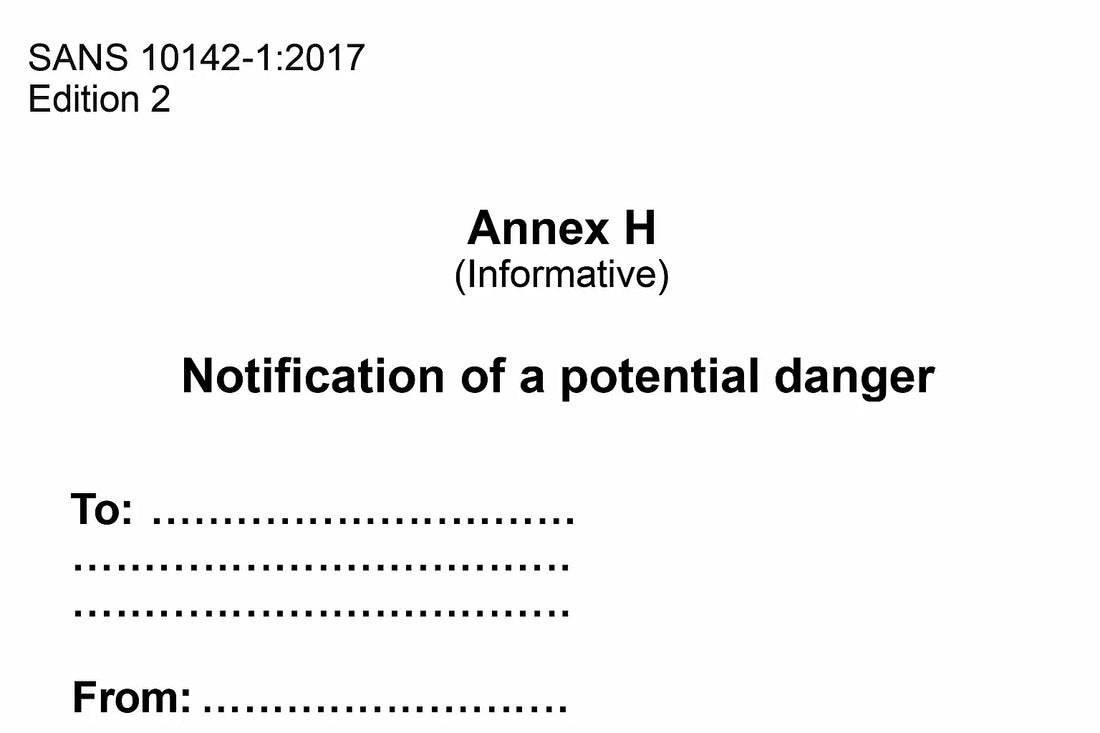 Annexure H Electrical Notification of Danger