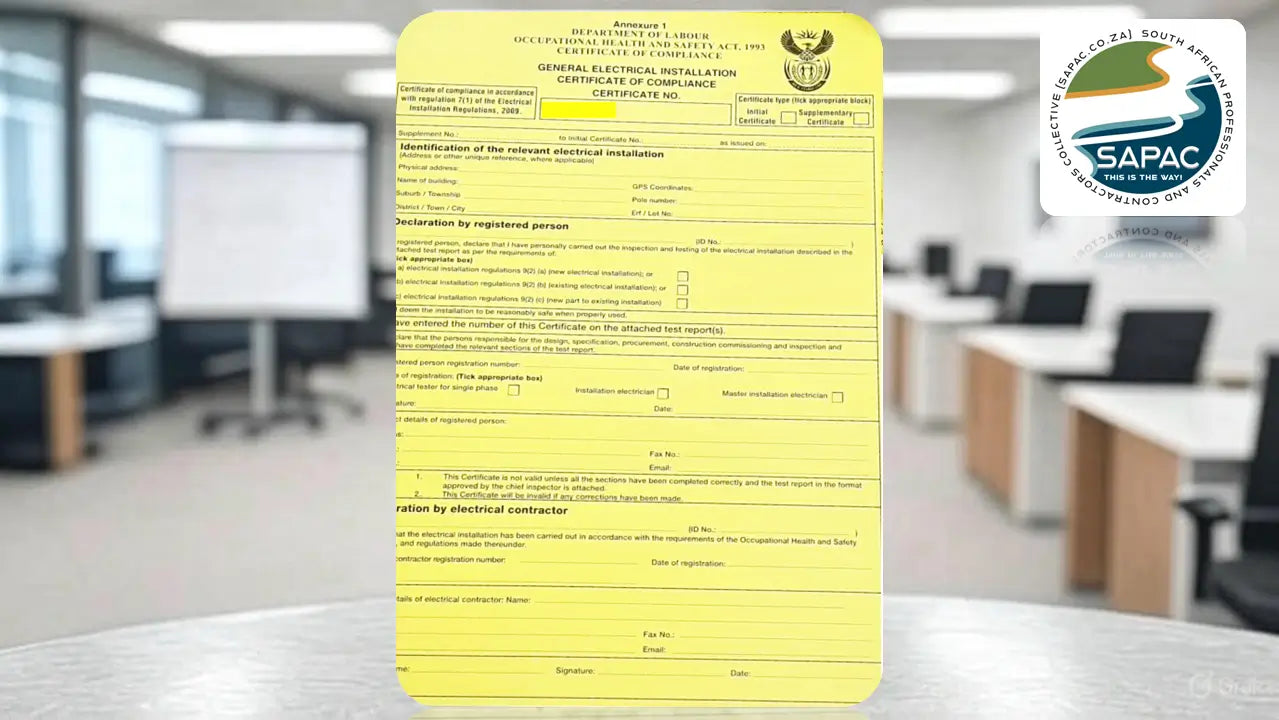 Electrical Certificate of Compliance for R150